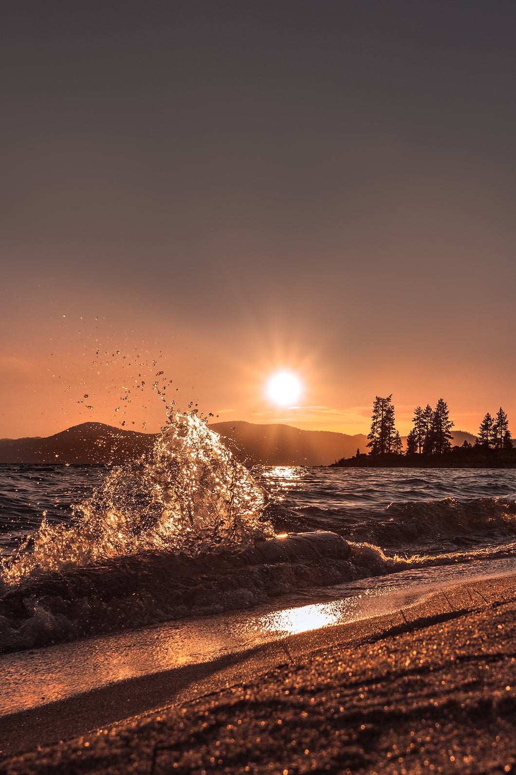 Waves at Sunset, Lake Tahoe - Open Edition - Felicidad De Lucas Fine Art Photography